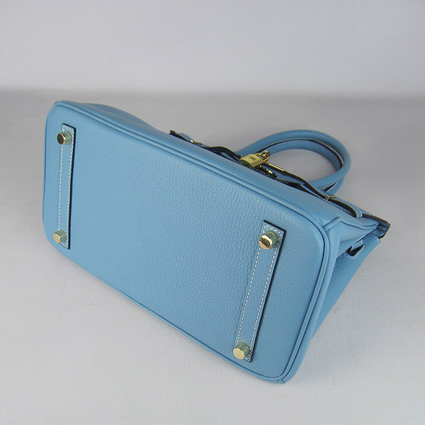 Replica Hermes Birkin 30CM Togo Leather Bag Light Blue 6088 On Sale - Click Image to Close